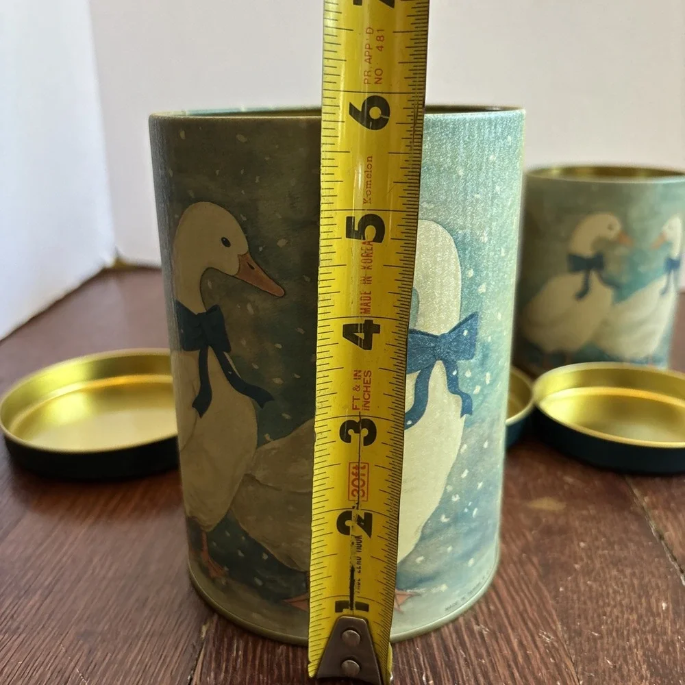 Vintage‎ Blue Bow Nesting Goose Canisters Tins 80s Country Farmhouse